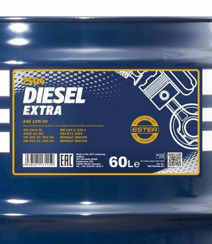 Масло полусинтетическое Mannol DIESEL EXTRA 10w40 API CH-4/SL  60 л